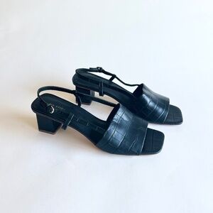 Via Spiga Black Animal Print Leather Heeled Sandals size 9